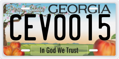 GA license plate CEV0015