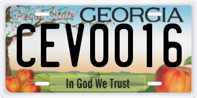GA license plate CEV0016