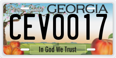 GA license plate CEV0017