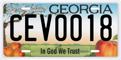 GA license plate CEV0018