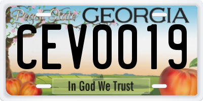 GA license plate CEV0019