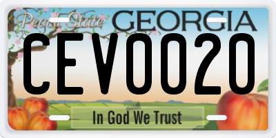 GA license plate CEV0020