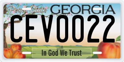 GA license plate CEV0022