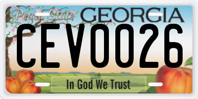GA license plate CEV0026
