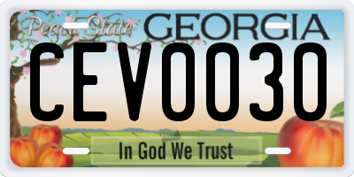 GA license plate CEV0030