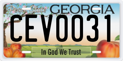 GA license plate CEV0031