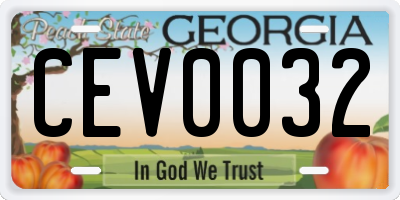 GA license plate CEV0032