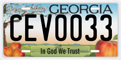 GA license plate CEV0033