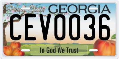 GA license plate CEV0036