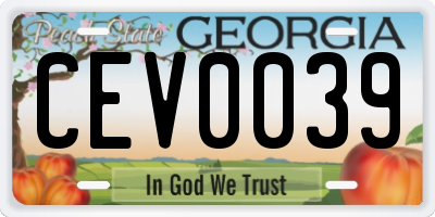 GA license plate CEV0039