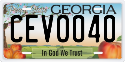 GA license plate CEV0040
