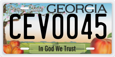 GA license plate CEV0045
