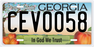 GA license plate CEV0058
