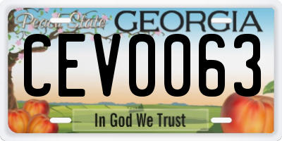 GA license plate CEV0063