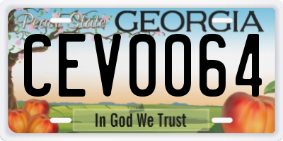 GA license plate CEV0064