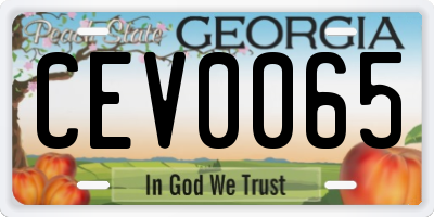 GA license plate CEV0065