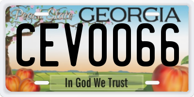 GA license plate CEV0066