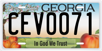 GA license plate CEV0071