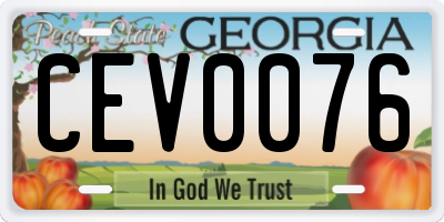 GA license plate CEV0076
