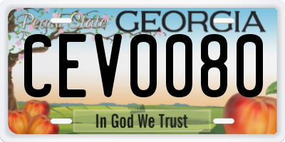 GA license plate CEV0080