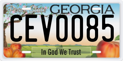 GA license plate CEV0085