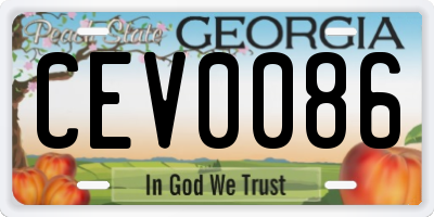GA license plate CEV0086