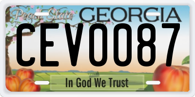 GA license plate CEV0087