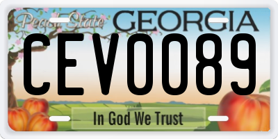 GA license plate CEV0089