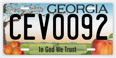 GA license plate CEV0092