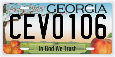 GA license plate CEV0106