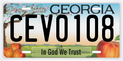 GA license plate CEV0108