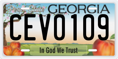 GA license plate CEV0109