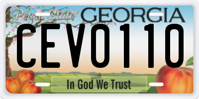 GA license plate CEV0110