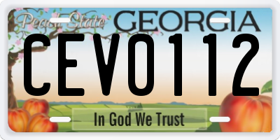 GA license plate CEV0112