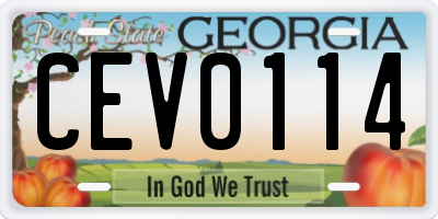 GA license plate CEV0114