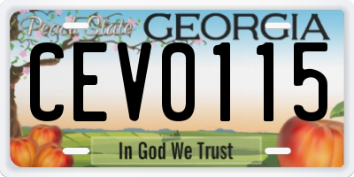 GA license plate CEV0115