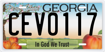 GA license plate CEV0117