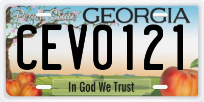 GA license plate CEV0121
