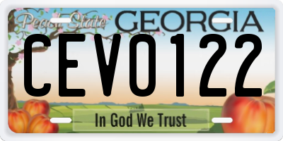 GA license plate CEV0122