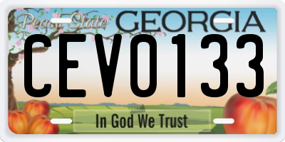 GA license plate CEV0133