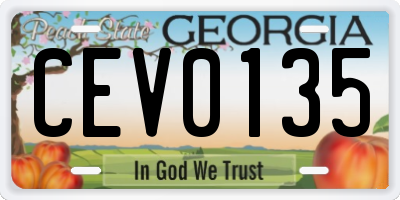 GA license plate CEV0135
