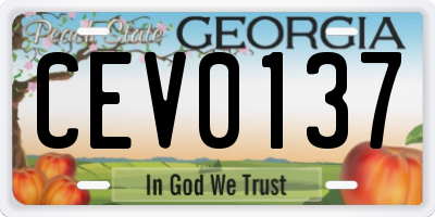 GA license plate CEV0137