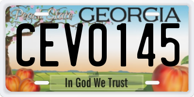 GA license plate CEV0145