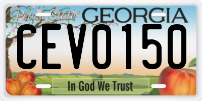 GA license plate CEV0150