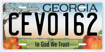 GA license plate CEV0162