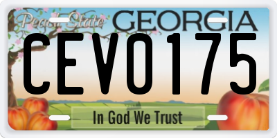 GA license plate CEV0175