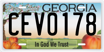 GA license plate CEV0178