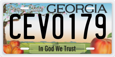 GA license plate CEV0179