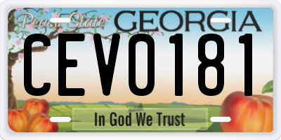 GA license plate CEV0181