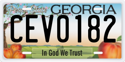 GA license plate CEV0182